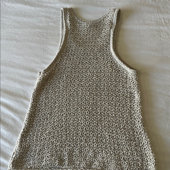 Aerie Textured Open Knit Scoop Neck Tank Top in Beige sz XL EUC - Picture 6 of 9